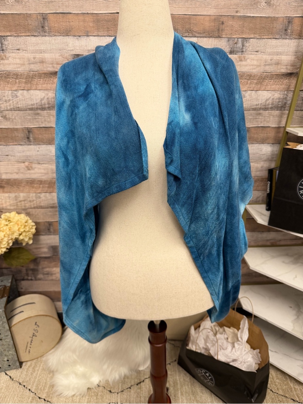 Handwoven by Shoshana Blue Tie-Dye Shawl N/A